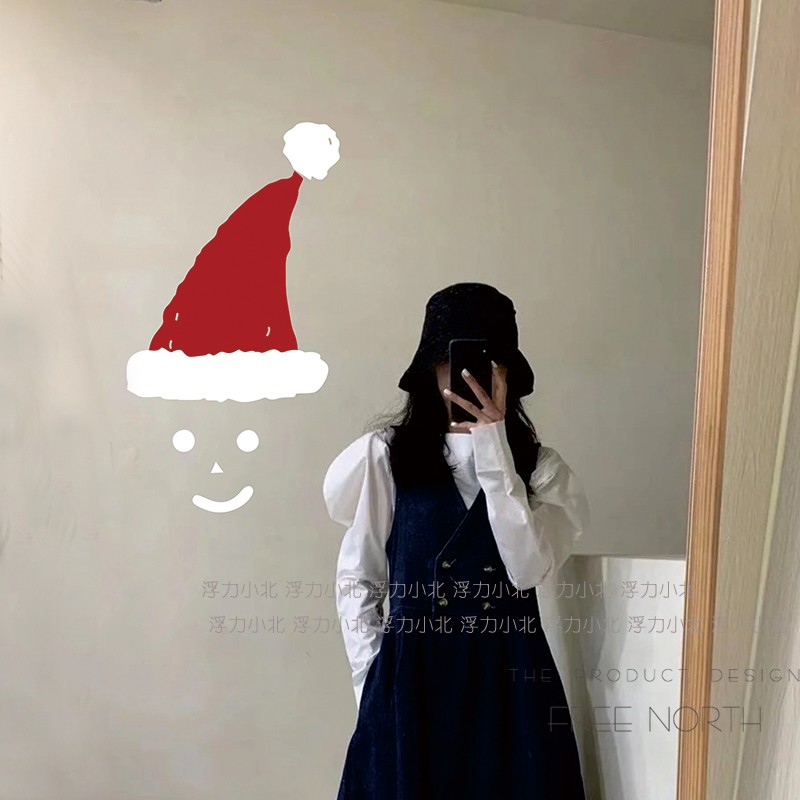 圣诞节圣诞帽可爱贴纸窗贴装饰