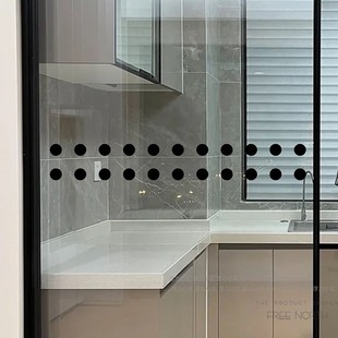 简约圆点玻璃腰线防撞贴纸 卫浴厨房阳台双开移门装饰线条自粘粘