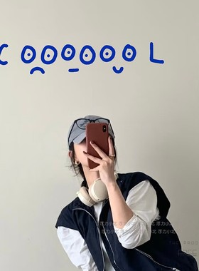 cool搞怪表情蓝色眼睛店铺玻璃门橱窗户装饰花店咖啡服装英文贴纸