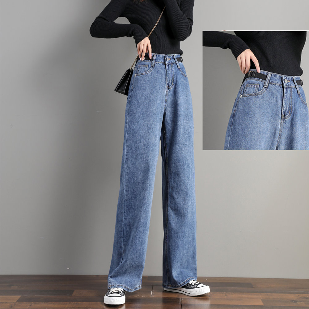 直筒牛仔裤女宽松韩版新款高腰阔腿裤垂感拖地春秋季2020年秋装潮