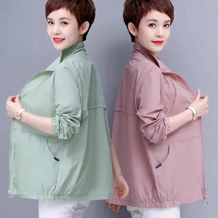中年妈妈防晒衣女夏季薄款2025新款防紫外线中老年轻薄上衣外套