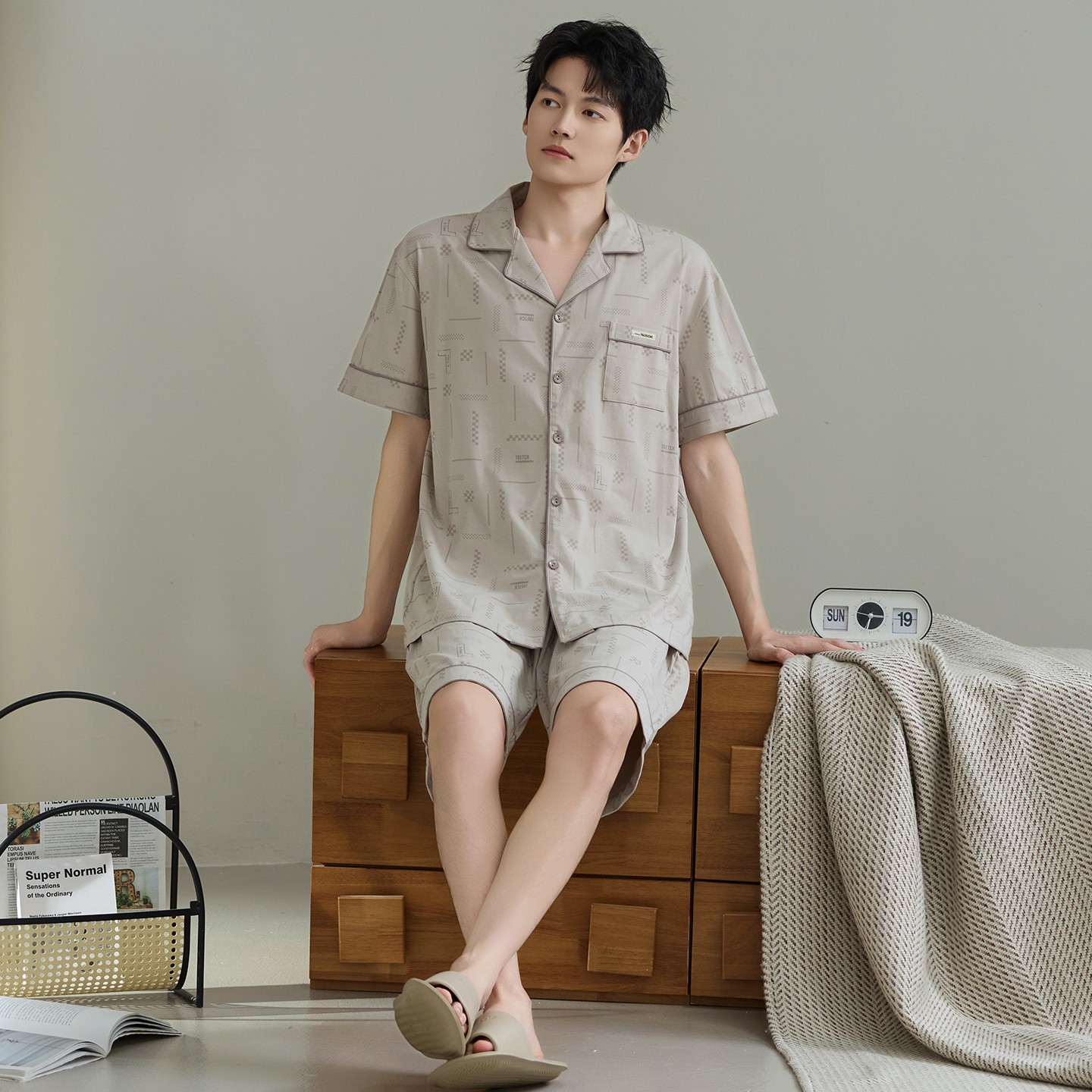 男士睡衣夏季7A抗菌超爽棉短袖短裤薄款家居服休闲开衫大码套装,女士内衣/男士内衣/家居服,睡衣/家居服套装,淘宝优惠券,粉丝福利购,淘宝优惠卷