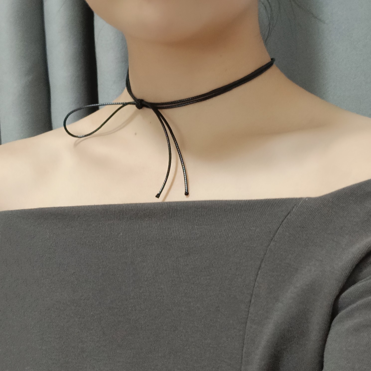 黑皮绳颈带脖子系绳绑带高级感choker配饰女春夏颈部装饰颈圈项链