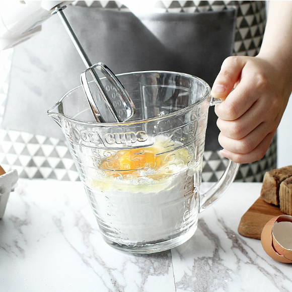 土耳其进口Pasabahce帕莎帕琦创意玻璃量杯牛奶杯带刻度杯烘焙1L