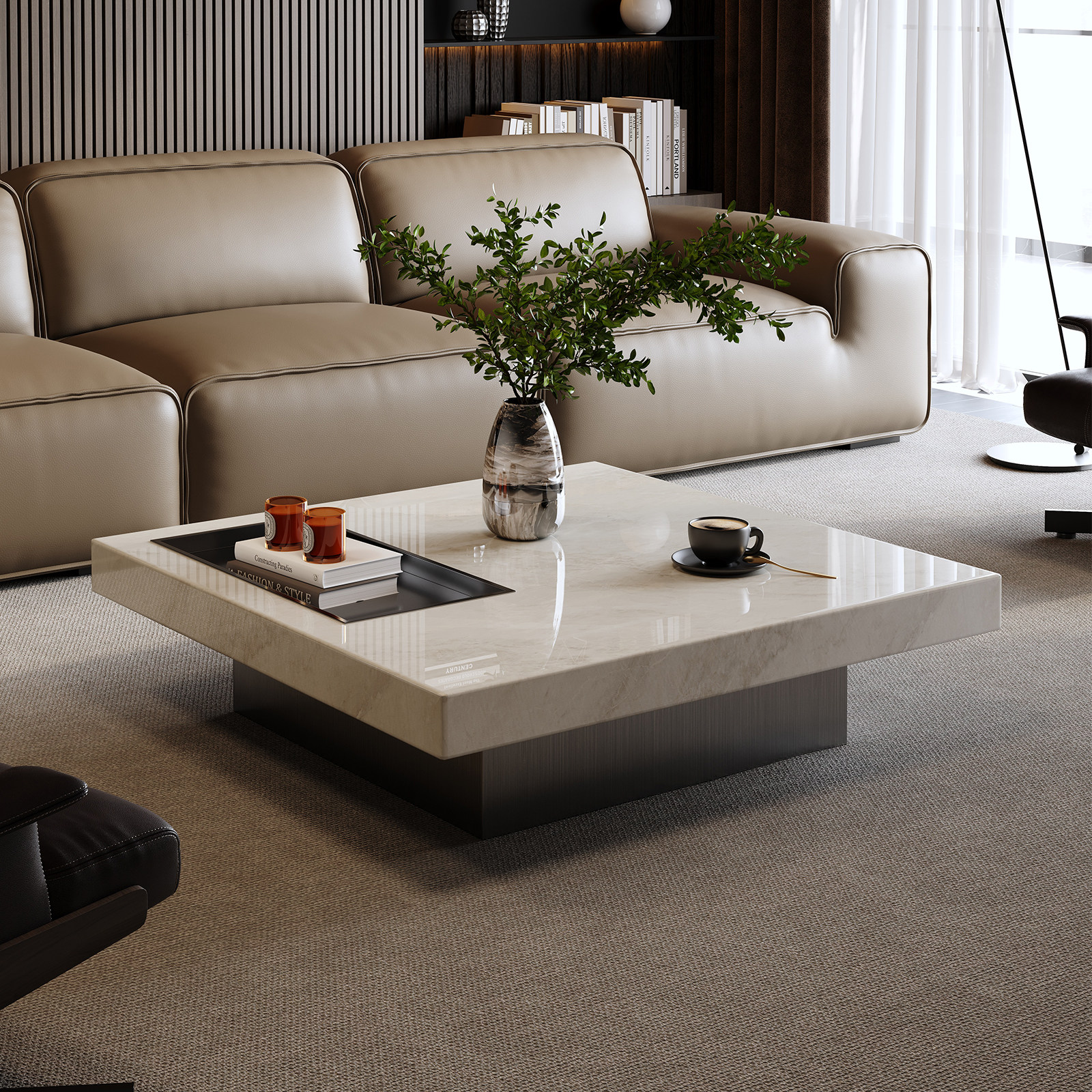2025新款意式极简设计师款奢石茶几客厅轻奢高级感大理石家用落地