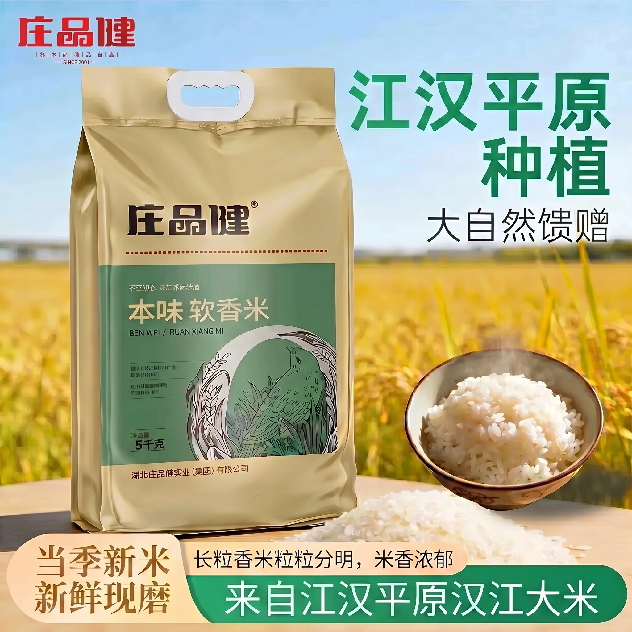 庄品健本味软香米长粒米丝苗米10斤口感清爽粒家用煲仔饭炒饭大米