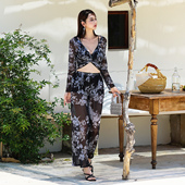 遮肉显瘦海边度假泳装 长裤 罩衫 2025年泳衣女分体比基尼四件套长袖