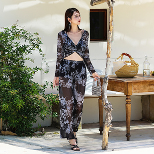 遮肉显瘦海边度假泳装 长裤 罩衫 2025年泳衣女分体比基尼四件套长袖