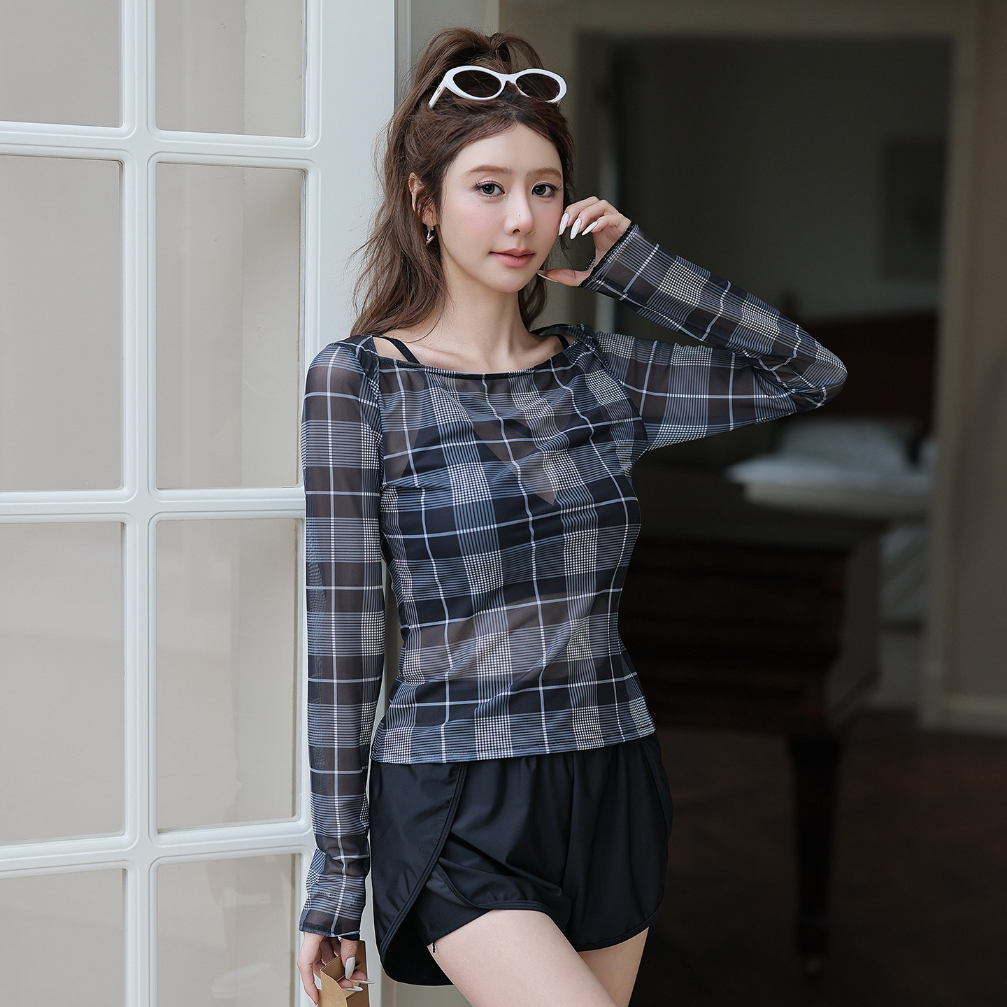 高级感大码胖mm泳衣女2026新款分体三件套长袖罩衫胖女孩学生游泳