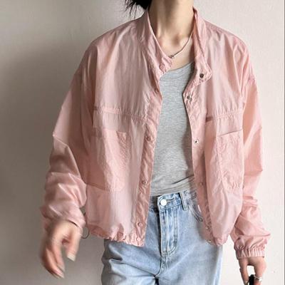 透气防晒衬衫女2025夏新款时尚短款立领休闲小个子防晒衫外套