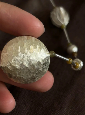 惜兰梦原创设计复古金属圆形吊坠项链手工制作银色项链创意饰品