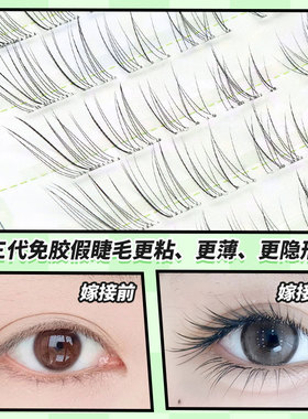 免胶小奶狐~透明感斜飞睫毛狐系仿真清冷无辜纯欲轻盈假睫毛Y17