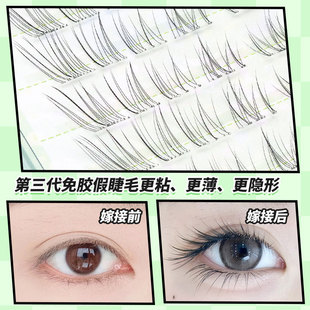 免胶小奶狐~透明感斜飞睫毛狐系仿真清冷无辜纯欲轻盈假睫毛Y17