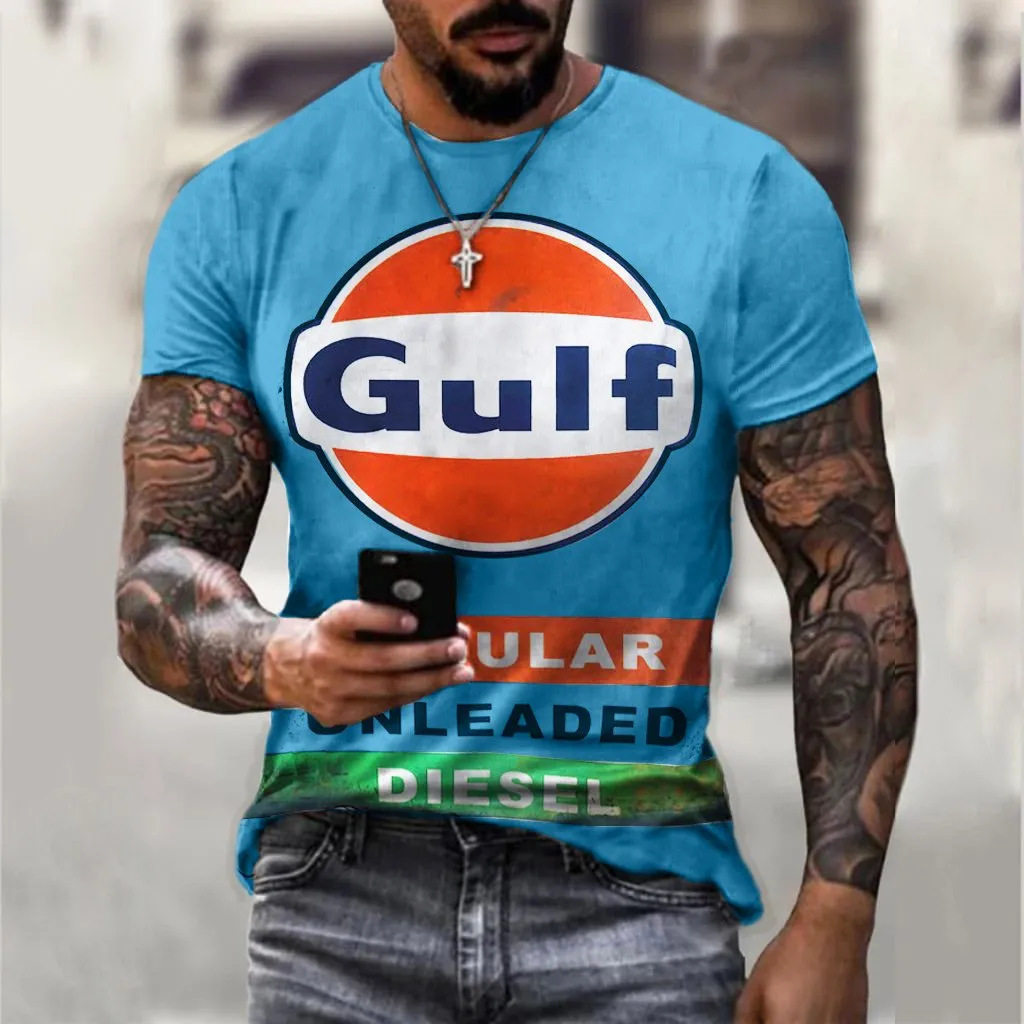 男士机能风T恤夏季服装个性潮流3d 数码印花上衣街头休闲运动短袖