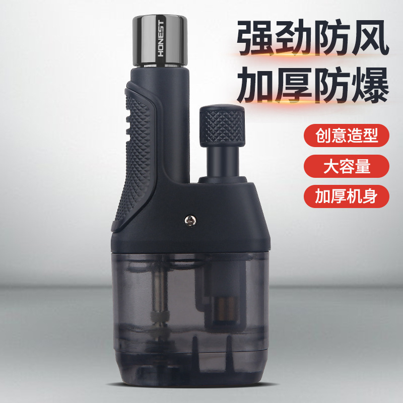 百诚双塔1号直冲蓝焰充气打火机创意个性便携防风大容量火机