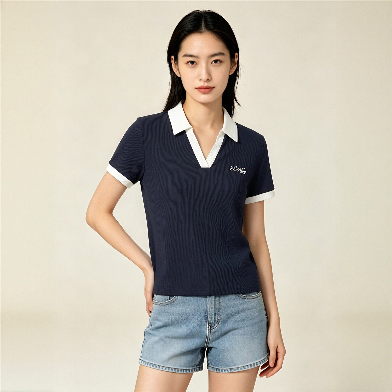李宁女子冰感吸汗显瘦短袖POLO衫