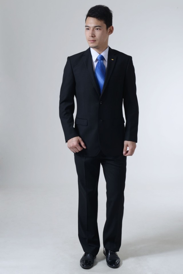 西服套装男士藏蓝色两扣工装正装职业大码修身上班面试四季工服
