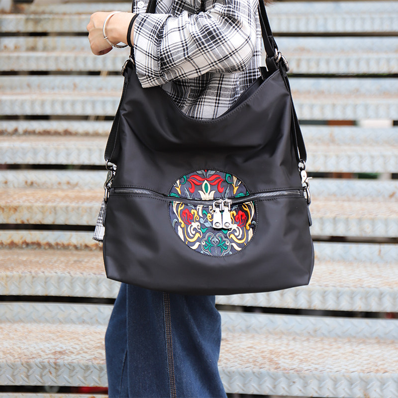 新款国风文艺复古休闲单肩斜挎包简约刺绣轻便牛津布百搭通勤背包,箱包皮具/热销女包/男包,托特包,淘宝优惠券,粉丝福利购,淘宝优惠卷