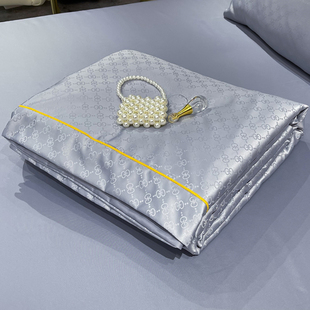 甄品轻奢水洗真丝提花夏凉被四件套空调被薄款 被子可机洗凉感夏季