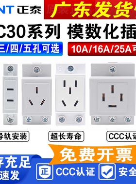 正泰AC30模数化插座 配电箱导轨式10A16A二三四五孔108 124 10530