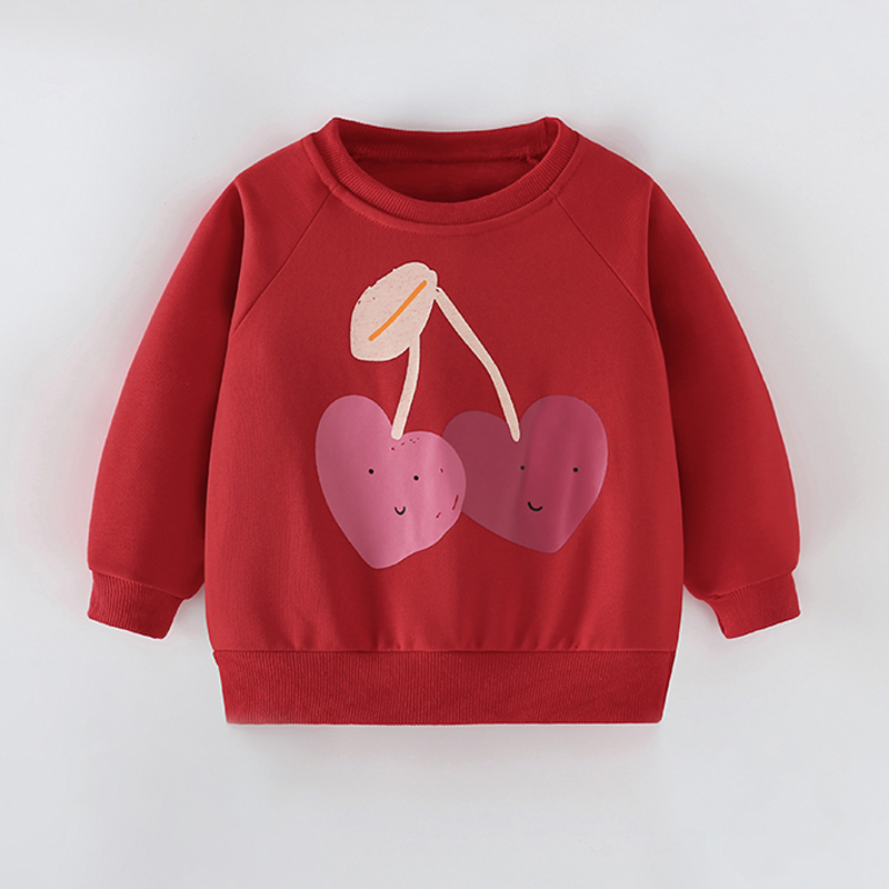 女童大红色长袖卫衣春秋装