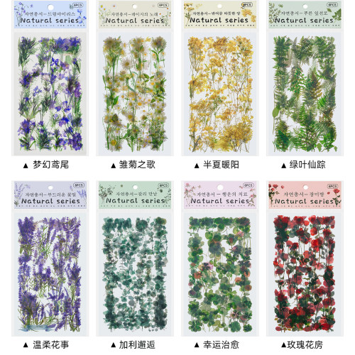 花朵植物透明贴纸diy手帐素材