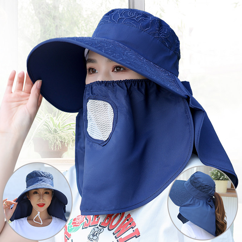 女士遮阳帽太阳帽女防晒大沿骑车防晒太阳帽遮阳帽女夏天采茶帽