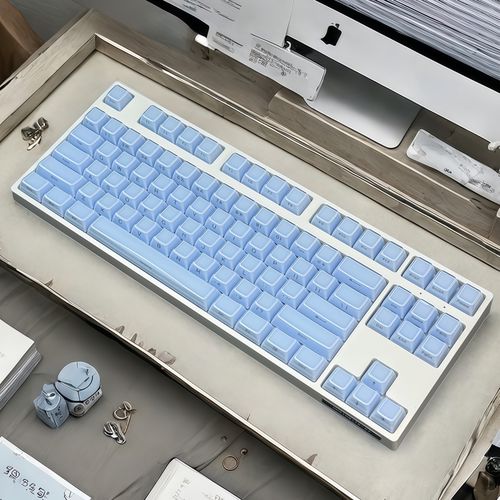 水晶果冻键帽蓝色侧刻OEM高度PC透明个性磁轴机械键盘键帽wooting