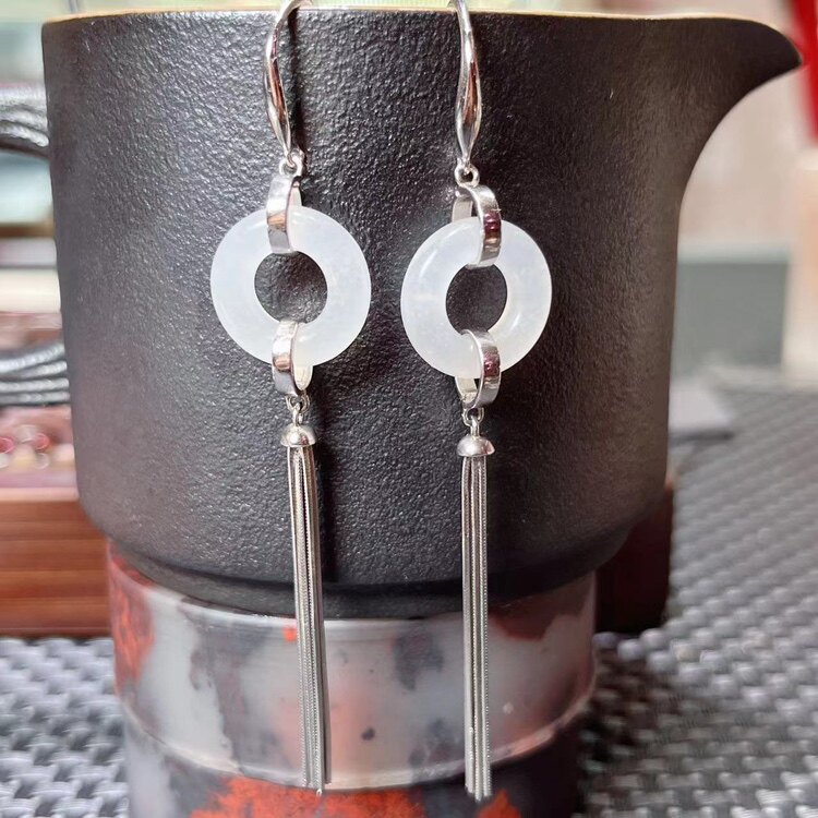 鸡血玉贵妃料粉色绿色耳环饰品配饰创意搭配925银耳饰带证书包邮