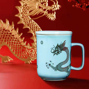 乾唐轩活瓷杯新款鸿运金龙陶瓷茶杯女主人杯泡茶杯子男咖啡杯礼盒