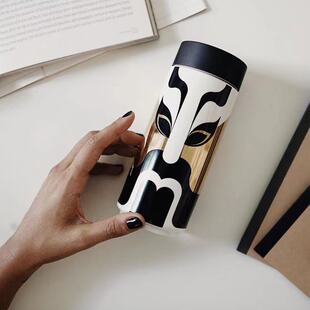 乾唐轩活瓷杯脸谱系列随身杯双层中式 戏剧传统水杯高档陶瓷杯子