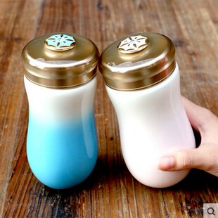 乾唐轩活瓷杯吉星甜心随身杯单层情侣杯可爱水杯女创意陶瓷杯子