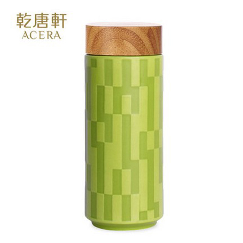 乾唐轩活瓷杯随身杯便携风和日丽双层330ML带盖水杯杯子