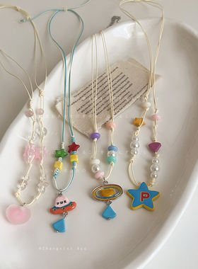 设计感可爱甜美星球海星编织绳长款项链海边度假风时尚颈链锁骨链