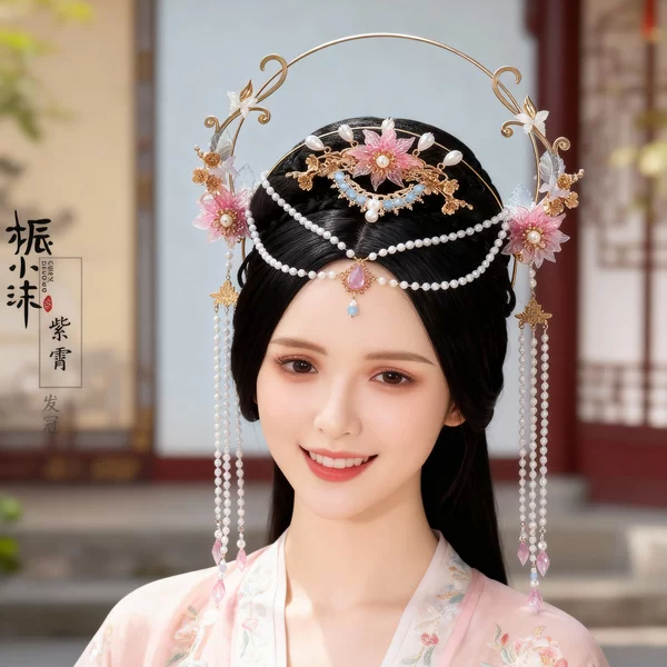 手工材料包diy桭小沫紫霄发冠圣母花神发饰仙气汉服秀禾服头饰簪