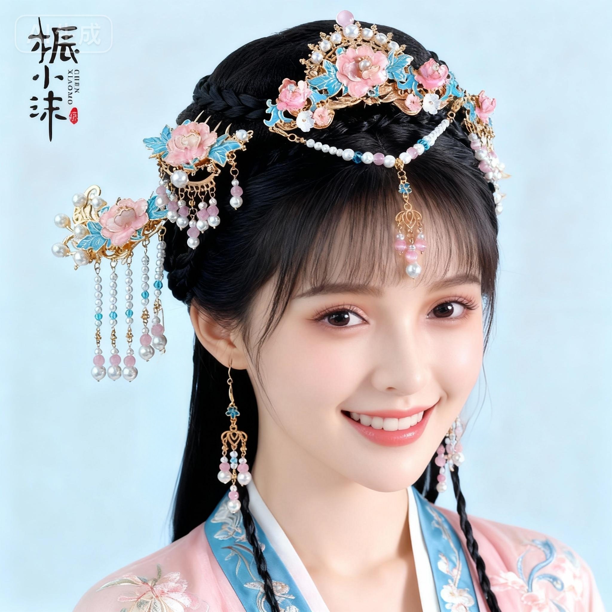 发簪材料包diy手工芳华发冠汉服古风烧蓝牡丹国风唐明宋制发饰