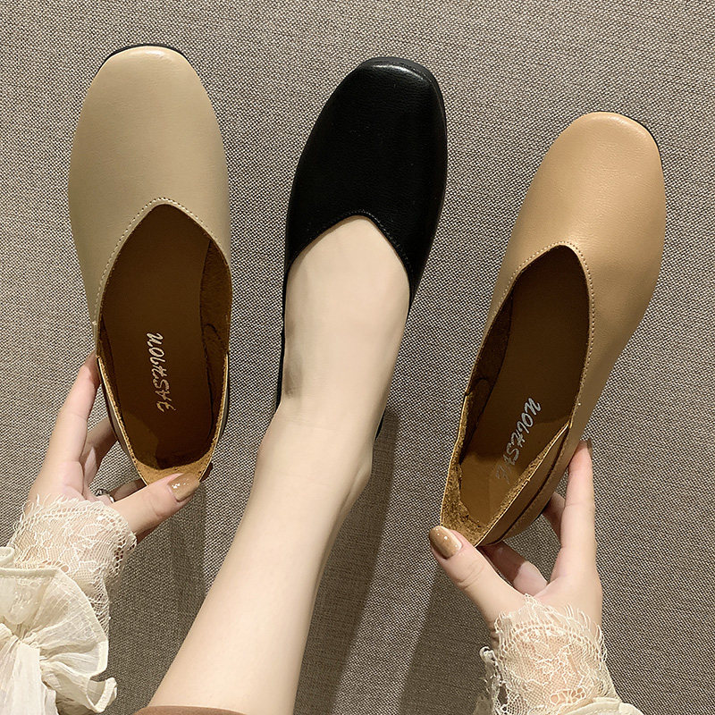 2019 summer new pattern Korean Edition Retro Grandma shoes Shallow mouth Versatile Flat bottom Single shoes Women's Shoes Square Two wear Doug shoesin the Women's Shoes, Low shoes  category - from Buy2taobao.com to provide professional Taobao agent buy service