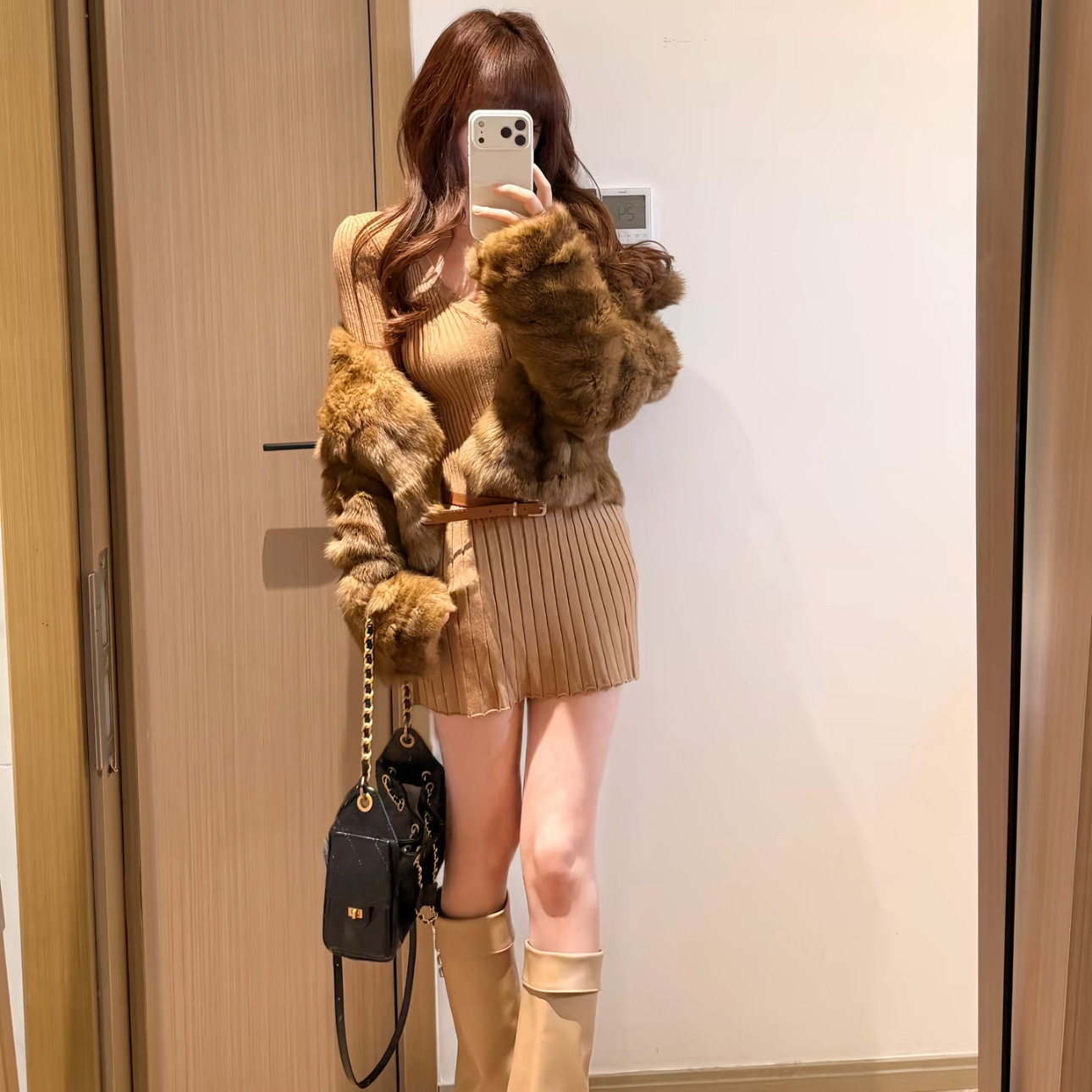 【100%兔毛】金不换100兔毛皮草外套女秋冬翻领正肩短款毛毛外套