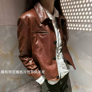 扭扭皮衣复古绵羊皮油蜡皮真皮皮衣女2026短款外套皮夹克显瘦上衣