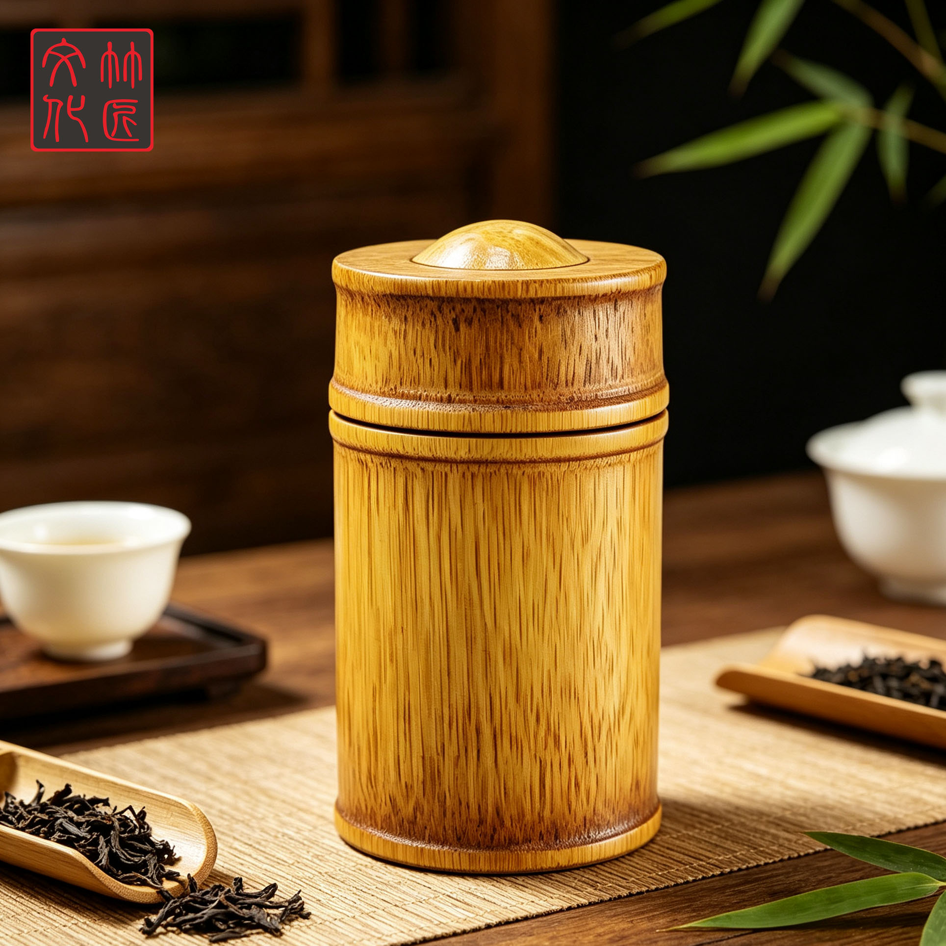 大漆竹筒密封便携旅行茶叶罐