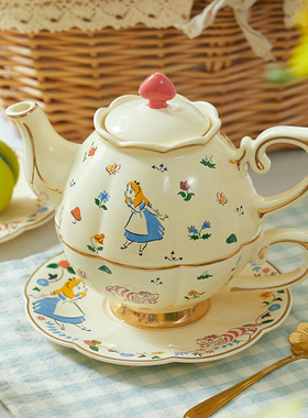 爱丽丝茶壶茶具陶瓷爱丽丝下午茶具梦游仙境茶具迪士尼茶壶杯子