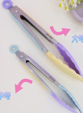 韩国进口硅胶夹食品夹煎牛排夹厨房烤肉烧烤夹炒菜空气炸锅烤箱夹