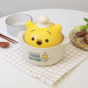 韩国进口维尼熊砂锅陶瓷锅煲汤锅鸡蛋羹砂锅粥锅迪士尼砂锅1L煲仔
