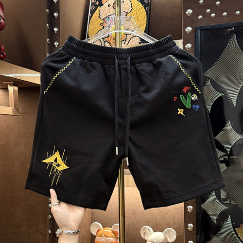 欧洲站夏季潮流刺绣休闲短裤男士