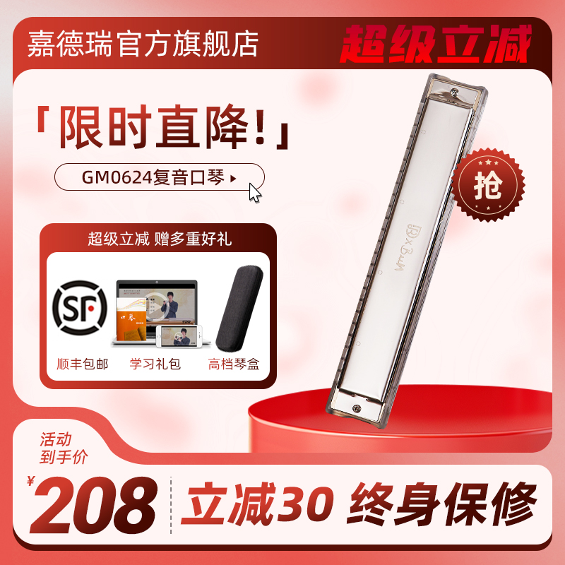 jdr嘉德瑞专业演奏24孔复音口琴