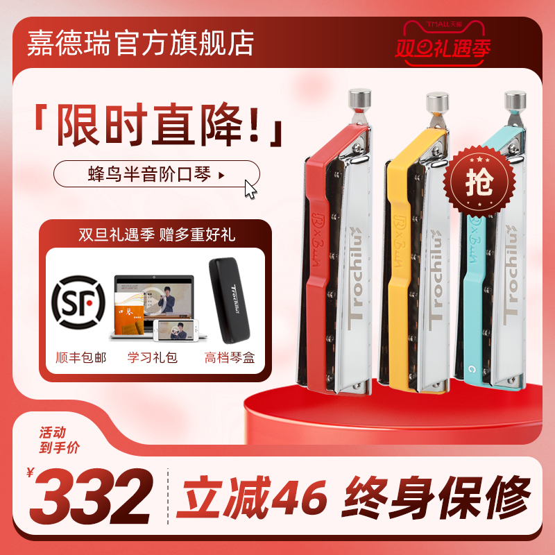 JDR嘉德瑞蜂鸟10孔半音阶口琴布鲁斯十孔C调正品高端专业蓝馍馍