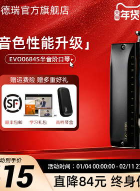 JDR嘉德瑞半音阶口琴十二12孔C调EVO-0648s初学者专业演奏级