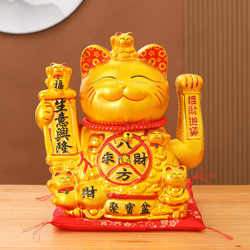 大号招财猫摆件陶瓷发财猫创意礼品电动摇手发财猫收银台