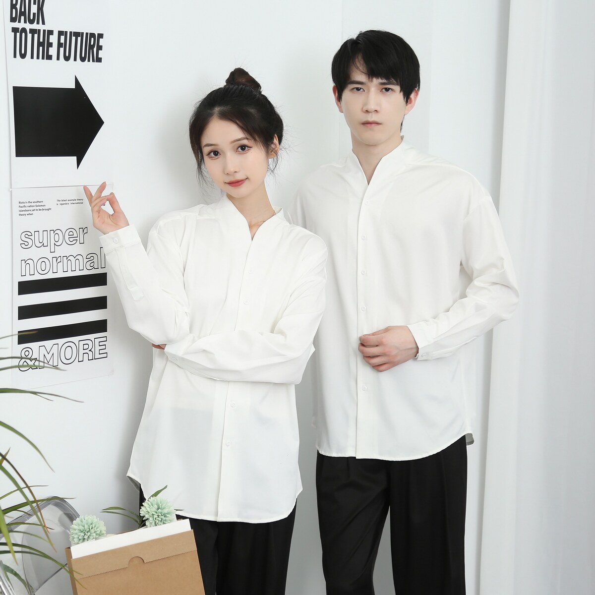 714-D3041P45控65/2025春季衬衫立领风发型师咖啡店烧烤店服,男装衬衫,星座714(原C313)