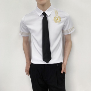 714-C681P40控59/2025夏短袖空少衬衫修身工作服迎服少爷装图片